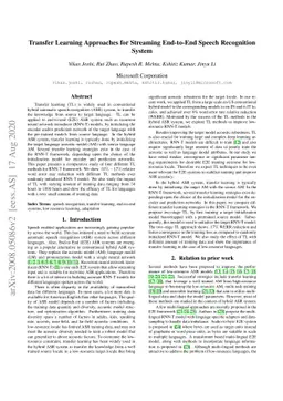 Transfer Learning Approaches for Streaming End-to-End Speech Recognition
  System