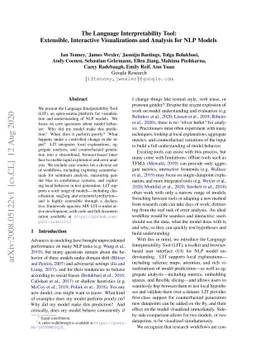 The Language Interpretability Tool: Extensible, Interactive
  Visualizations and Analysis for NLP Models