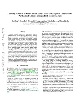 Learning to Reason in Round-based Games: Multi-task Sequence Generation
  for Purchasing Decision Making in First-person Shooters