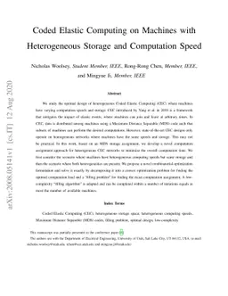 Coded Elastic Computing on Machines with Heterogeneous Storage and
  Computation Speed