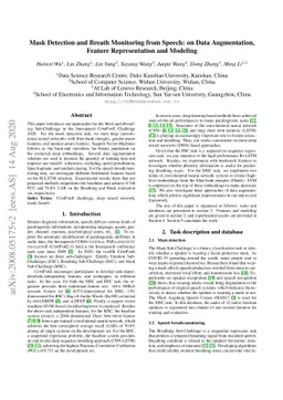 Mask Detection and Breath Monitoring from Speech: on Data Augmentation,
  Feature Representation and Modeling