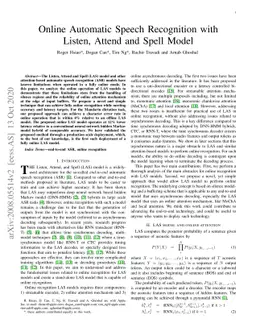 Online Automatic Speech Recognition with Listen, Attend and Spell Model