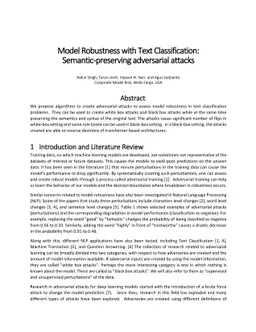 Model Robustness with Text Classification: Semantic-preserving
  adversarial attacks