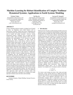 Machine Learning for Robust Identification of Complex Nonlinear
  Dynamical Systems: Applications to Earth Systems Modeling