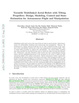 Versatile Multilinked Aerial Robot with Tilting Propellers: Design,
  Modeling, Control and State Estimation for Autonomous Flight and Manipulation