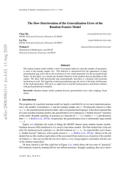 The Slow Deterioration of the Generalization Error of the Random Feature
  Model
