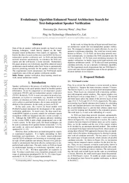 Evolutionary Algorithm Enhanced Neural Architecture Search for
  Text-Independent Speaker Verification