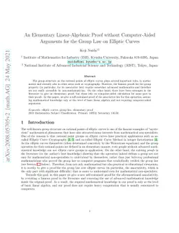 An Elementary Linear-Algebraic Proof without Computer-Aided Arguments
  for the Group Law on Elliptic Curves