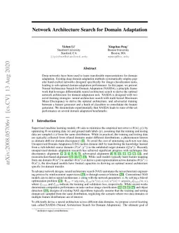 Network Architecture Search for Domain Adaptation