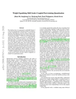 Weight Equalizing Shift Scaler-Coupled Post-training Quantization