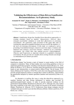 Validating the Effectiveness of Data-Driven Gamification
  Recommendations: An Exploratory Study