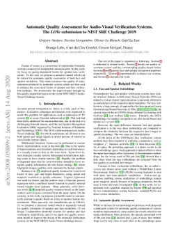 Automatic Quality Assessment for Audio-Visual Verification Systems. The
  LOVe submission to NIST SRE Challenge 2019