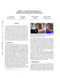 SIDOD: A Synthetic Image Dataset for 3D Object Pose Recognition with
  Distractors