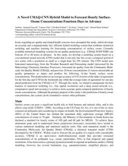 A Novel CMAQ-CNN Hybrid Model to Forecast Hourly Surface-Ozone
  Concentrations Fourteen Days in Advance