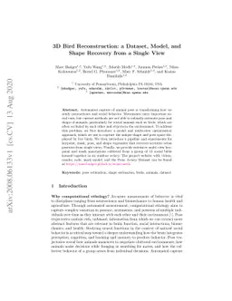 3D Bird Reconstruction: a Dataset, Model, and Shape Recovery from a
  Single View
