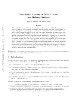 Complexity aspects of local minima and related notions