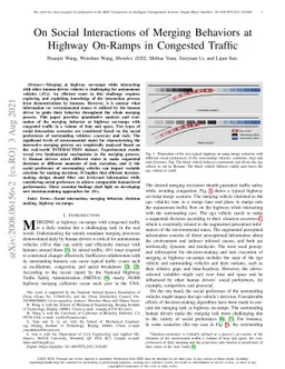 On Social Interactions of Merging Behaviors at Highway On-Ramps in
  Congested Traffic