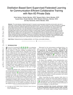 Distillation-Based Semi-Supervised Federated Learning for
  Communication-Efficient Collaborative Training with Non-IID Private Data