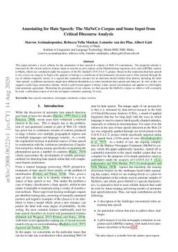 Annotating for Hate Speech: The MaNeCo Corpus and Some Input from
  Critical Discourse Analysis