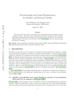 Deconfounding and Causal Regularization for Stability and External
  Validity