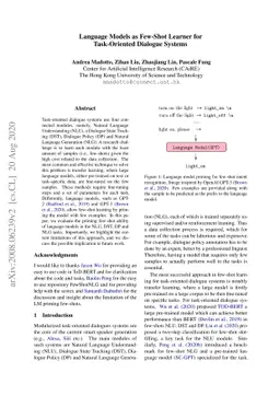 Language Models as Few-Shot Learner for Task-Oriented Dialogue Systems