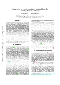 Unsupervised vs. transfer learning for multimodal one-shot matching of
  speech and images