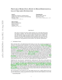 Provable More Data Hurt in High Dimensional Least Squares Estimator