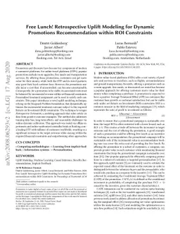 Free Lunch! Retrospective Uplift Modeling for Dynamic Promotions
  Recommendation within ROI Constraints