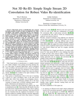 Not 3D Re-ID: a Simple Single Stream 2D Convolution for Robust Video
  Re-identification
