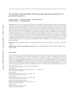 On the finite representation of group equivariant operators via
  permutant measures