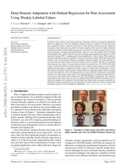 Deep Domain Adaptation for Ordinal Regression of Pain Intensity
  Estimation Using Weakly-Labelled Videos