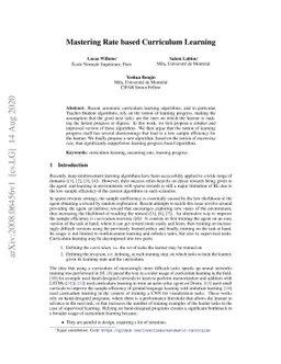 Mastering Rate based Curriculum Learning