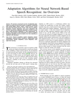 Adaptation Algorithms for Neural Network-Based Speech Recognition: An
  Overview