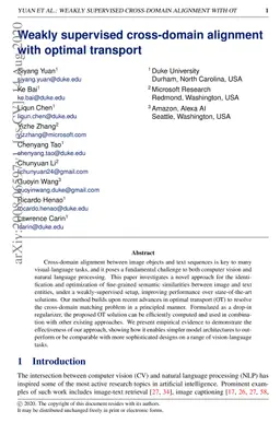 Weakly supervised cross-domain alignment with optimal transport