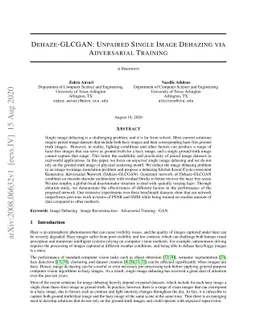 Dehaze-GLCGAN: Unpaired Single Image De-hazing via Adversarial Training