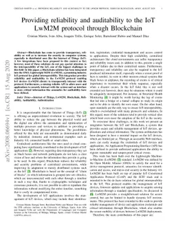 Providing reliability and auditability to the IoT LwM2M protocol through
  Blockchain