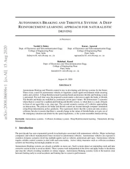 Autonomous Braking and Throttle System: A Deep Reinforcement Learning
  Approach for Naturalistic Driving