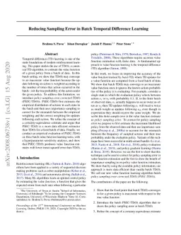 Reducing Sampling Error in Batch Temporal Difference Learning
