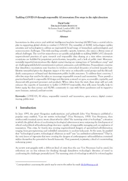 Tackling COVID-19 through Responsible AI Innovation: Five Steps in the
  Right Direction