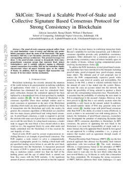 SklCoin: Toward a Scalable Proof-of-Stake and Collective Signature Based
  Consensus Protocol for Strong Consistency in Blockchain