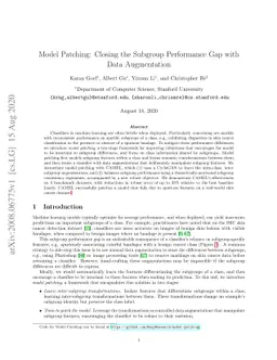 Model Patching: Closing the Subgroup Performance Gap with Data
  Augmentation