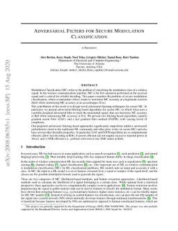 Adversarial Filters for Secure Modulation Classification