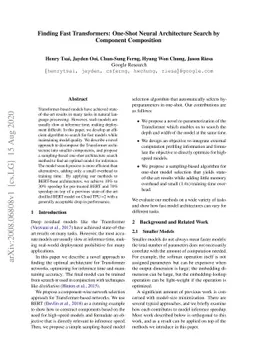 Finding Fast Transformers: One-Shot Neural Architecture Search by
  Component Composition