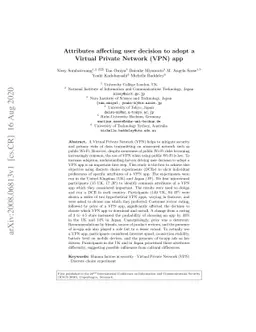 Attributes affecting user decision to adopt a Virtual Private Network
  (VPN) app