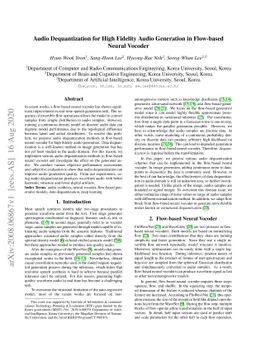 Audio Dequantization for High Fidelity Audio Generation in Flow-based
  Neural Vocoder