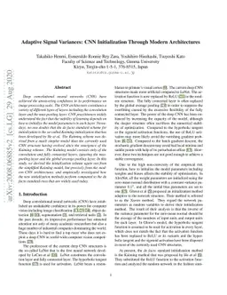 Adaptive Signal Variances: CNN Initialization Through Modern
  Architectures