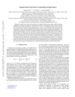 Tropical Tensor Network for Ground States of Spin Glasses