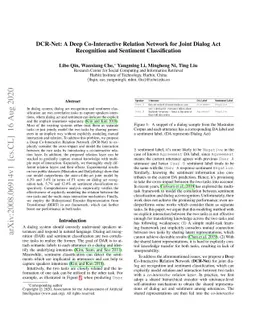 DCR-Net: A Deep Co-Interactive Relation Network for Joint Dialog Act
  Recognition and Sentiment Classification