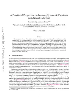 A Functional Perspective on Learning Symmetric Functions with Neural
  Networks