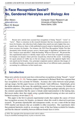 Is Face Recognition Sexist? No, Gendered Hairstyles and Biology Are